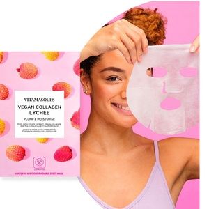 Vegan Collage Lychee Mask, Plump&Moisturise Biodegradable